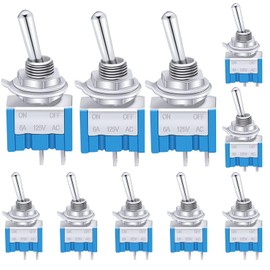 Taiss / 10 pieces blue mini toggle switch on/off SPST 2 pin MTS-101