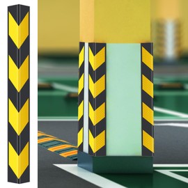 Maasechs 12 Pack Garage Wall Corner Guards, 31" Rubber Edge Protectors with Reflective Stripe for Parking Safety, Car Bumper and Wall Corner Protection