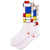 HOTSOX Men's Mondrian Active Crew Sock 1 Pair Pack, White,