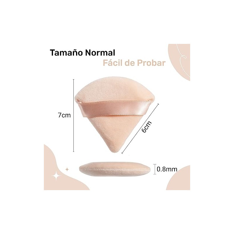 12 Piezas Esponjas Maquillaje Triangular para Polvo, Borlas para Maquillaje