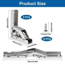 2 Stück Regal Scharnier Halterung, Edelstahl Scharniere 90 Grad, Versteckte Tischhalter Scharnier, Scharniere Klappbar Regal, Klappscharnier 180 Grad, mit 12 Schrauben, für Schrank Möbelscharniere