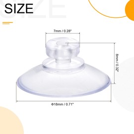 MECCANIXITY Suction Cup without Hooks 18mm Dia. Wall Hanger for Home Kitchen Bathroom, Transparent PVC, Pack of 12
