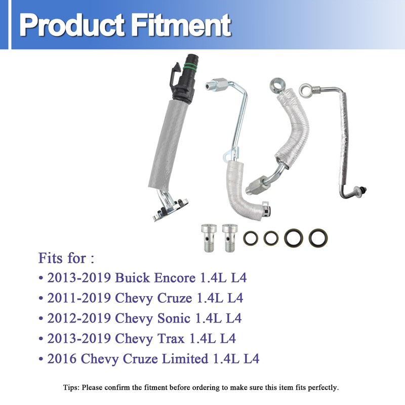 55592600 4PCS Turbo Oil Return Drain Line and Oil Feed
