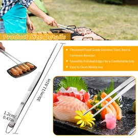 2PCS Professional Stainless Steel Cooking Tweezers Chef-Grade Food Utensil Tongs for Plating, BBQ, Frying Fish Heat-Resistant Kitchen Utensil with Ergonomic Handle Kitchen Tweezers Tongs (2)