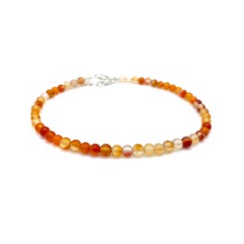 Beaded Anklet - Dainty Anklet - Crystal Anklet - Ankle Bracelet with Beads - Rose Quartz Anklet - Gemstone Anklet - Adjustable Anklet (M/L, Carnelian)