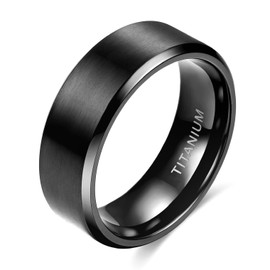 TIGRADE Titanium Rings 4MM 6MM 8MM 10MM Wedding Band in Comfort Fit Matte for Men Women Size 3-15, Black 8mm, Size 13.5
