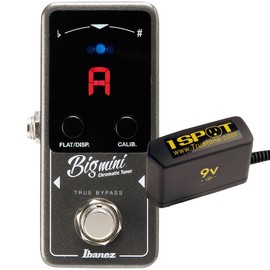 Ibanez BIGMINI Mini Chromatic Tuner Bundle w/Truetone 1 Spot Space Saving 9v Adapter