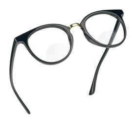 LifeArt Bifocal Reading Glasses with Round Lenses, Blue Light Blocking Glasses, Gaming Glasses, TV Glasses for Women Men, Anti Glare (Black, +0.00/+2.00 Magnification)