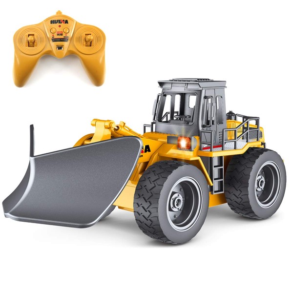 fisca RC Truck Remote Control Snow Plow 6 Channel 2.4G Alloy Snow Sweeper Vehicle 4WD Tractor Toy with Lights for Kids