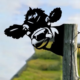 Agriism 9.84"x7.78" Inch Steel Sign Cutout Cow Shape Silhouette Yard Farmhouse Lawn Fence Wrought Iron Metal Insert