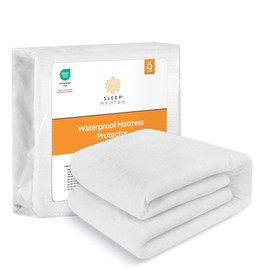 Sleep Mantra Waterproof Mattress Protector - Terry - Breathable, Noiseless & Hypoallergenic Bed Cover - Deep Pocket Fitted Sheet Style (Queen)