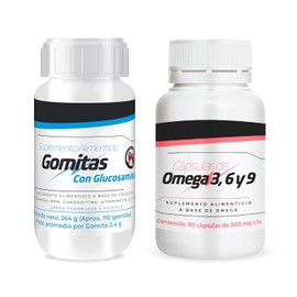 Gomitas Glucosamina 110 pzas + Omega 3,6,9 90 Capsulas