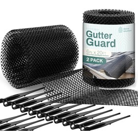 Home Intuition 2-Pack Leader and Gutter Guard from Leaves, Twigs, Branches Plastic Mesh Guards Leaf Protector 6" inch Wide 40' Feet Long Total