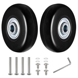 2 Suitcase Wheels Replacement Castors, 50 x 18 mm Suitcase Wheels Replacement, Universal Luggage Suitcase Replacement Wheels, Rubber Luggage Wheels Replacement Wheel Swivel Castors, with 4 Axles, 4