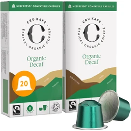 Cru Kafe Organic Decaf Espresso Single-Serve Organic Arabica Coffee Pods (20 Pods) Compatible with Nespresso Original Line