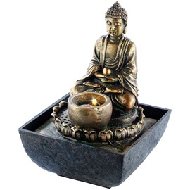 infactory Indoor Fountain with Buddha and Light