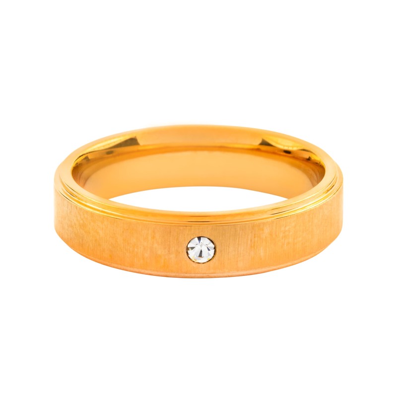 meditoys Stainless Steel Ring for Women Rose Gold with Ice