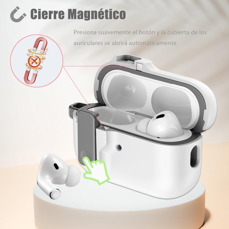 ARGOO Funda para AirPods Pro 2 Cierre Magnético Expulsión Automática,