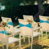 VitalCozy 100 Pcs Spandex Chair Sashes with Heart Buckle Slider,Turquoise