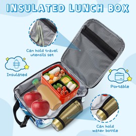 MoYueno Kids Lunch Box, Shark Insulated Lunch Box for Toddler Boys Girls with Water Bottle Holder, Reusable Shark Lunch Bag for School Work Office Travel Picnic Hiking Beach, Fit Most Bento Boxes