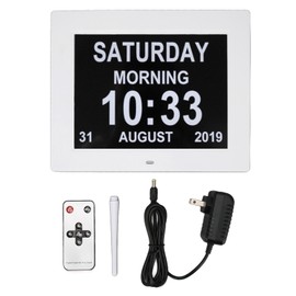 10 Inch Digital Calendar Clock 8 Languages Auto Dimming Electronic Day Clocks for Elderly 110‑240V White US Plug