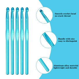 Hordolry 7mm Crochet Hooks Bulk, 18Pcs Aluminum Crochet Needle, Knitting Needles for Craft Yarn Contribute to Beginners