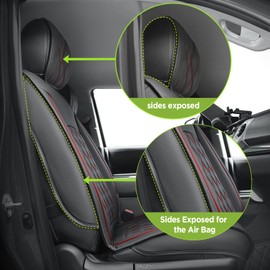 Super Cover® for Dodge Ram Seat Covers 2002-2023 2024 1500, 2010-2023 2024 2500/3500 Pickup Truck for Dodge Ram Leather Seats Covers Crew Mega Cab Waterproof Leather Car Seat Accessories(Front Only)