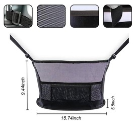 GLSOWEE Handbag Holder for Auto, Net Pocket Purse Holder Between Front Seats Car Storage Organizer, Universal Accessory for Women and Men, Pet/Kids Car Barrier (Black)