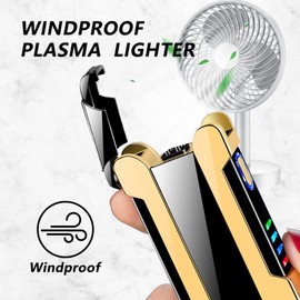 TIKIUKI Lighters Flamless Windproof lighters USB Rechargeable Lighter with Projection,Lighter for Candles, Fireworks,Camping,Hiking(Black)