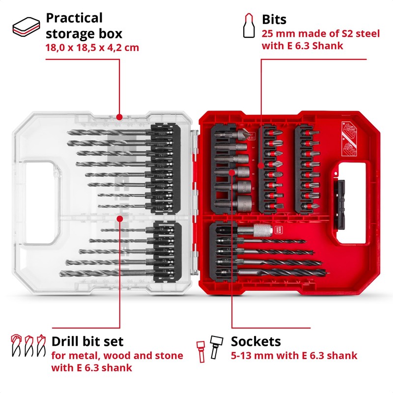 Original Einhell L-Case 40-Piece bit and Drill Set (25 Mm