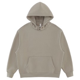 High End Double Button Hood Drop Shoulder Cotton Blend Hooded Top Men's Custom Designer Oversized HoodieColor: Gray, Size: 3 XL