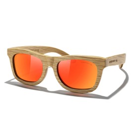 MERRY'S Mens Polarized Wooden Sunglasses for Men Women vintage Eyewear S5140 (Red, 51)