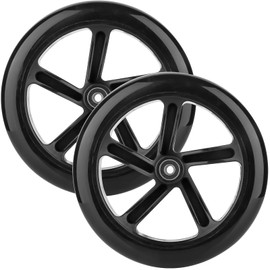 AOWESM 8 Inch Scooter Wheels 200mm Large Replacement Wheelchair Wheels w/Bearings ABEC-9 for Walker & Rollator & The Razor A5 Lux & Carbon Lux Kick Scooter & Shopping Cart (Set of 2) (Black)