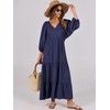 ANRABESS Womens Boho Maxi Dresses 2025 Summer V Neck Puff
