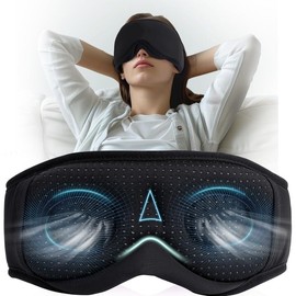 3D Ice Silk Sleep Mask，Zero Eye Pressure 3D Sleeping Mask, Ideal for Travel, Night Work, Napping, Side Sleeping and Office Use for Both Men and Women（Black）