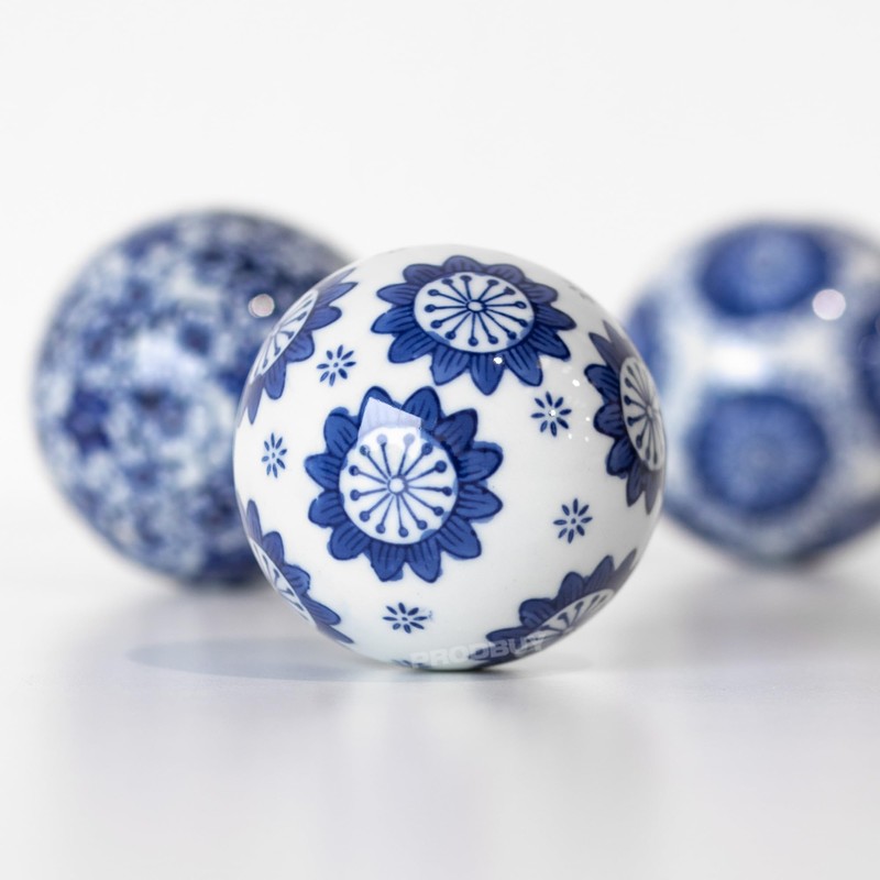 Prodbuy Set of 3 Small Deco Balls Blue & White