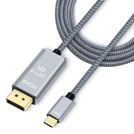 DCHAV 8K USB-C to DisplayPort Cable 6-Foot 4K@144Hz 8K@60Hz 5K 2K@165Hz USB to DP Adapter Display Port Cord Nylon Braided Aluminum Connector for Monitor Computer Laptop Television Tablet