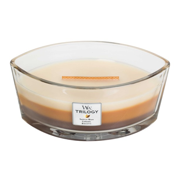 CAFE SWEETS WoodWick New Trilogy Collection HearthWick Flame Large Oval Jar 3-in-1 Scented Candle - 16 Ounces