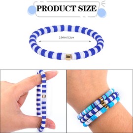 LEGENTLISUR Heisi Preppy Bracelets Blue Surfer Stackable Bracelets Stretch Bracelet with Spacer Beads Bracelets Beads Bracelet Set Bohemian Summer Beach Jewellery for Women Girls Pack of 6, polymer
