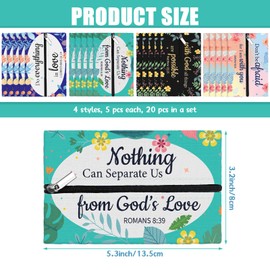 Zhanmai 20 Pcs Bible Tissue Pocket Tissue Holder with Christian Inspirational Bible Verse Floral Reusable Travel Pouch for Women Men Employee Appreciation Church Gifts Bulk 5 x 3 Inch