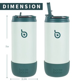 BOTTLE BOTTLE Water Bottles 12 oz Insulated Water Bottles with Leak Proof Lid Silicone Boot Stainless Steel Straw Cup for School Sports Travel Best Gifts Boys Girls green