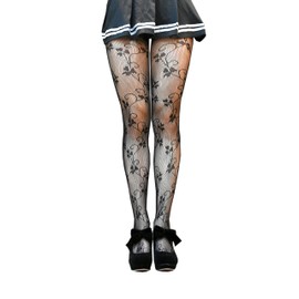 Floral Fishnet Stockings Patterned Tights Fairycore Grunge Flower Rose Lace Leggings Gothic Lolita Alt Bridal Fish Nets Mesh Pantyhose (One Size, Vine Fishnet Floral)