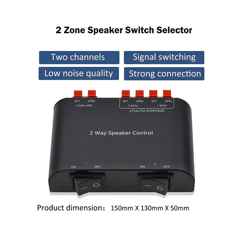 A ADWITS 2-Channel Speaker Switcher Selector Box with Terminal Claps