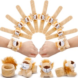 Vinsot 36 Pcs Lion Stuffed Animal Slap Bracelets Plush Mini Plush Slap Bracelet Wrist Snap Band Toys Bulk Kids for Themed Party Favors, Holiday Gifts, Classroom Rewards