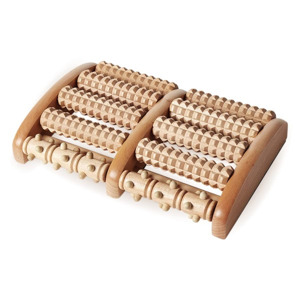 Kanjo FSA HSA Eligible Acupressure Foot Pain Relief Multi-Roller - Wooden Dual Foot Roller - Relieves Plantar Fasciitis, Heel & Arch Pain - Promotes Stress Relief & Muscle Relaxation