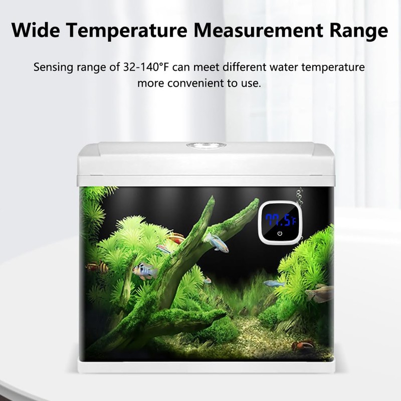 LED Aquarium Thermometer, Mini Wireless Digital Thermometers Touch Button, Energy-Saving