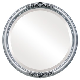 OVALCREST Round Beveled Wall Mirror for Home Decor - Contessa Style - Silver Spray - 26x26 Outside Dimensions