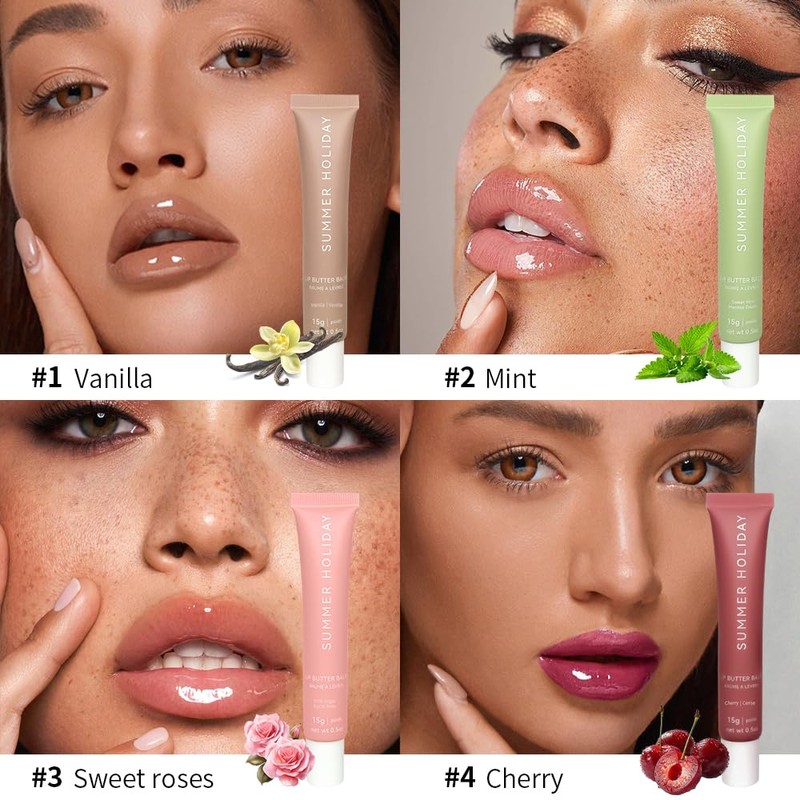 7PCS Summer Holiday Lip Glossy Butter Lip Balm, Lip Gloss