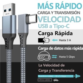 YUTVXAC para Oculus Quest 3 Link Cable 6M, para Oculus Link Cable de Transferencia de Datos de Alta Velocidad en ángulo de 90 Grados y Cable de Carga Rápida para Auriculares VR y PC Juegos
