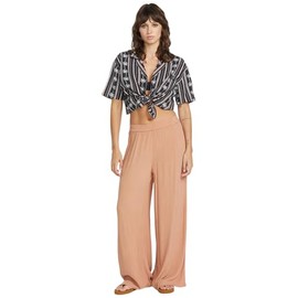 Volcom Women's Stoneshine Junki Wide Leg Beach Pant, Sand Brown